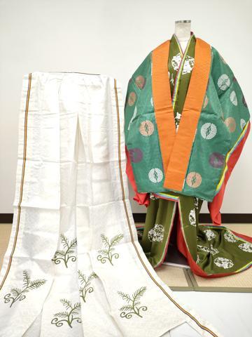 長閑やかさ屋中央局●より良い 十二単書き割り 唐衣・表着・裳  和装 御芽出度 御芽出度 霊殿挙式 唐織 舞蝶丸文 珠玉 CYAA4547s6