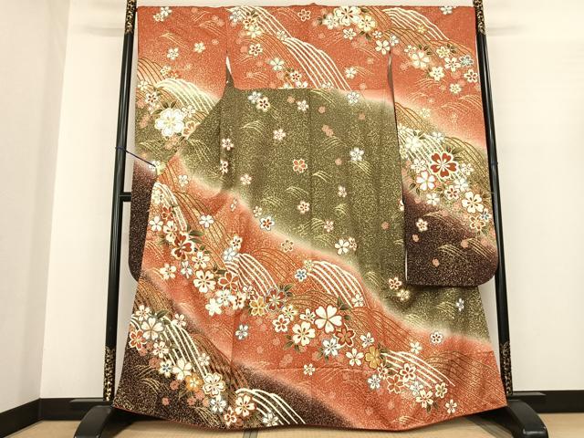 平和屋着物●豪華振袖　舞花文　暈し染め　金彩　鈴乃屋扱い　正絹　逸品　AABF0395fy｜平和屋