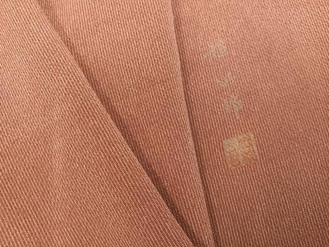 平和屋着物●江戸小紋 作家物 万筋 紅鳶色×水柿色 鬼しぼ縮緬 正絹 逸品 AABJ8499ph|平和屋