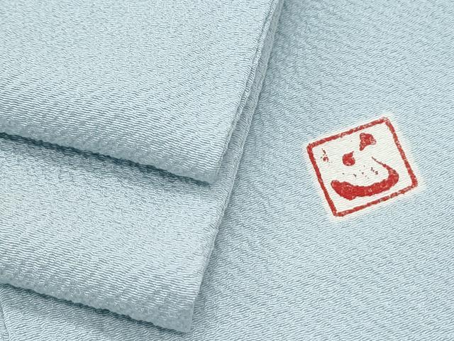 長閑やかさ屋御召しもの▽ろう彩芸術 奥村一心不乱 色無地 単衣 白藍色 正絹 珠玉 CABG2701th