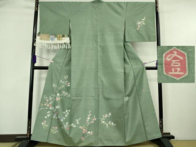 平和屋本店●極上 本加賀友禅作家 成竹登茂男 石川県指定無形文化財 牛首紬 白山工房 手織 訪問着 銀座おゝぎ屋 証紙付き 逸品 DZAB6099kh6｜平和屋
