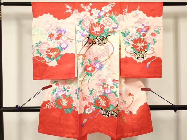 長閑やかさ屋御召しもの[]お宮参り お嬢さん 祝着 産着 初着 のしめ 割れ易い文 金彩 珠玉 DABE7139ma