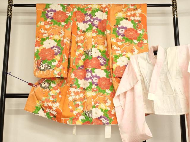 平和屋着物[]七五三　女の子　５歳　祝着　半襦袢（無双仕立て）セット　花車文　金彩　逸品　AABI2825ja｜平和屋