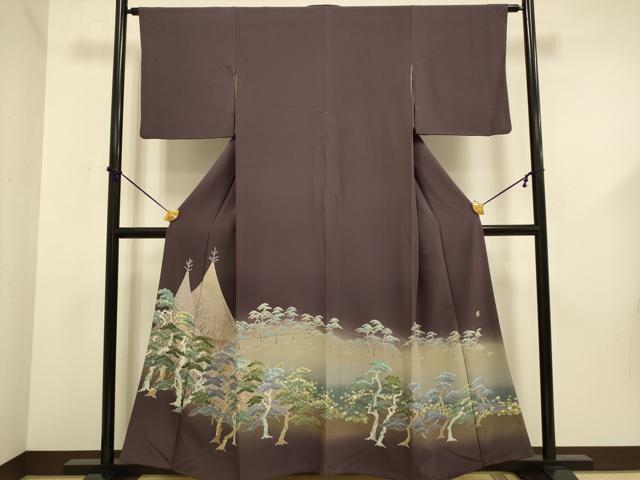 平和屋着物●色留訪問着 友禅 作家物 松 暈し染め 正絹 逸品 DABD6099du|平和屋