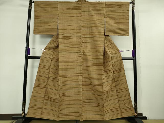 長閑やかさ屋中央局●より良い 郡上紬 草木染 横段文 珠玉 DZAB6123kh6
