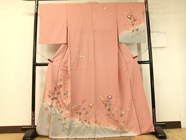 平和屋着物●訪問着 枝花鳥文 暈し染め 金彩 正絹 逸品 CABC9619vp|平和屋