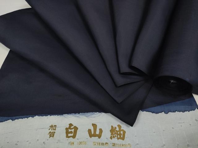 長閑やかさ屋お召しもの＊夏物 加賀白山紬 織り地 着尺 鉄紺色 珠玉 未当て嵌める DABD7250zzz