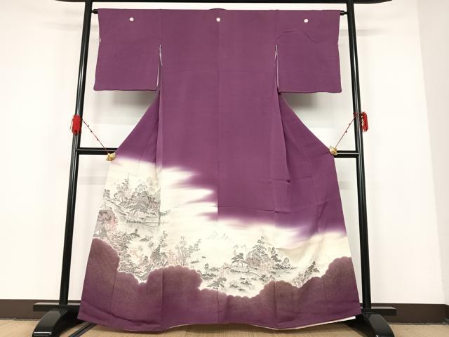 平和屋着物●豪華色留袖 寿光織 風景枝花文 暈し染め 金糸 正絹 逸品 AAAM6801ph |平和屋