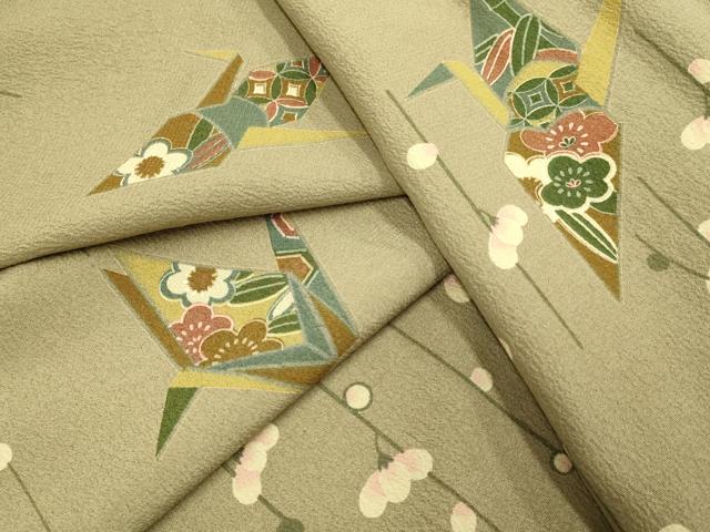 平和屋着物●小紋 折り鶴 梅 洗える着物 DABE9748du|平和屋