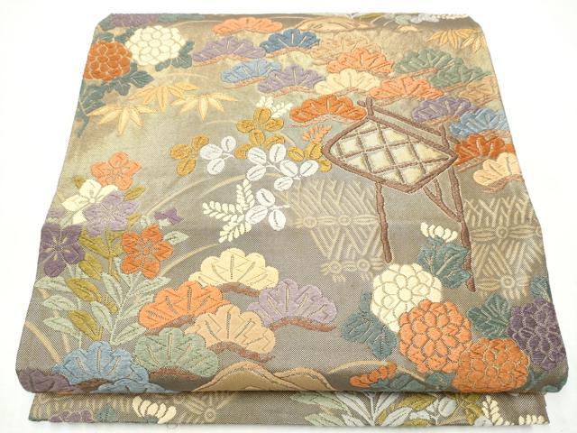 平和屋着物●六通柄袋帯　唐織　草花文　金糸　正絹　逸品　CABK5765hy｜平和屋