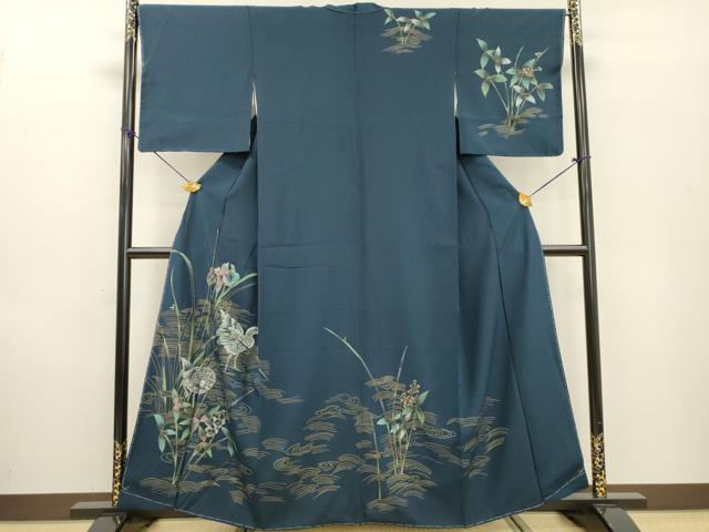 長閑やかさ屋御召しもの●短い訪問着 花鳥文 現ナマ彩 正絹 珠玉 未当て嵌める DABF2267鉄