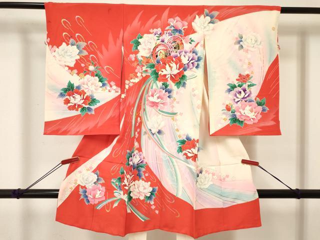 長閑やかさ屋御召しもの[]お宮参り お嬢さん 祝着 産着 初着 のしめ 鼓花文 暈し染め 現ナマ彩 珠玉 DABE7142ma