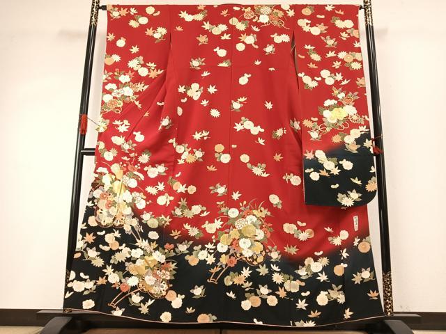 平和屋着物●豪華振袖　作家物　片輪車花文　暈し染め　金銀彩　正絹　逸品　AABH4750fy｜平和屋