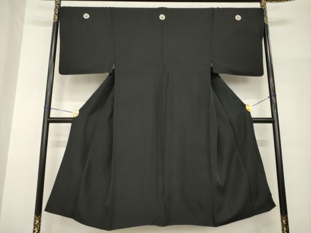 長閑やかさ屋御召しもの●成人男性 黒紋付 正絹 珠玉 AABH9927ck