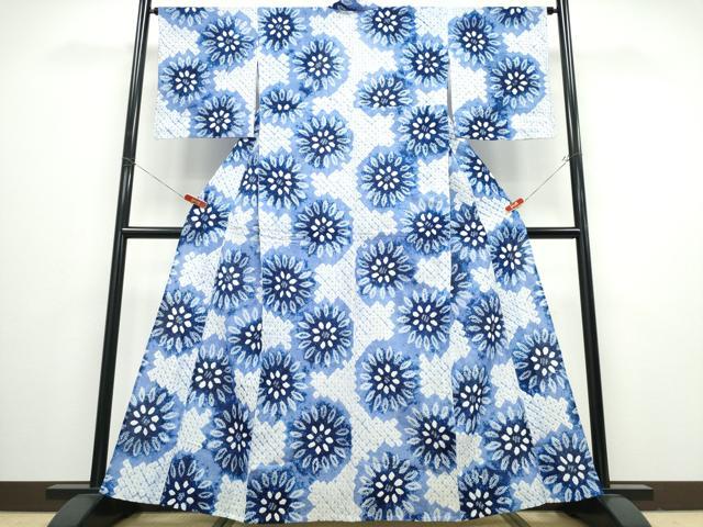 長閑やかさ屋お召しもの∴夏物 浴衣 有松鳴海絞り 舞菊文 綿 珠玉 CABB6648ng 和服-浴衣