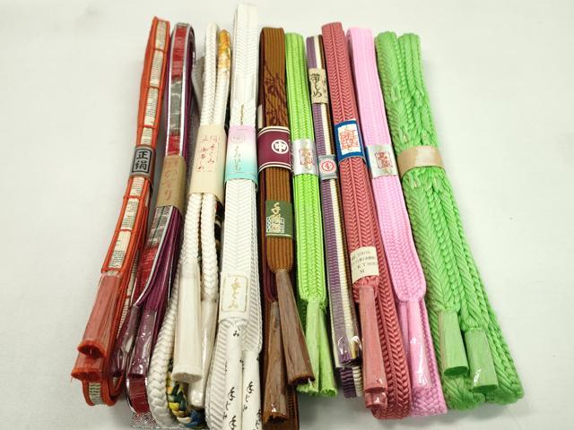平和屋着物●和装小物 帯締め10本セット 高麗組 笹浪組 三分紐 博多織 礼装用 金糸 逸品 未使用 CABF7401ju