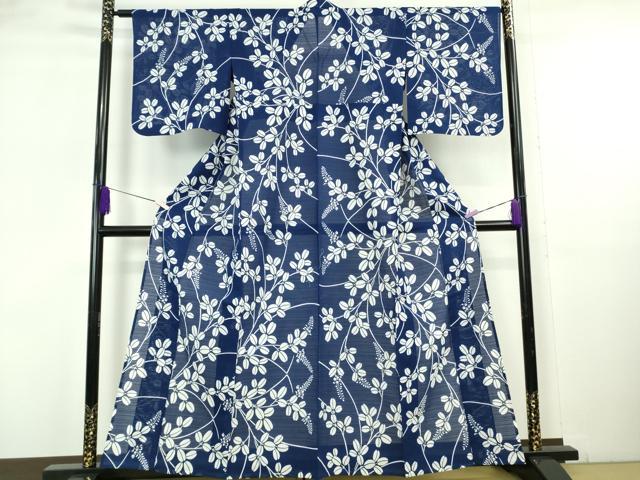 長閑やかさ屋中央局∴御前上等 夏物 竺仙 小紋・浴衣兼用 変わり絽 綿絽 花萩文 ゑり善取りまわし たとう紙付き添い人 珠玉 DZAB6152kh6