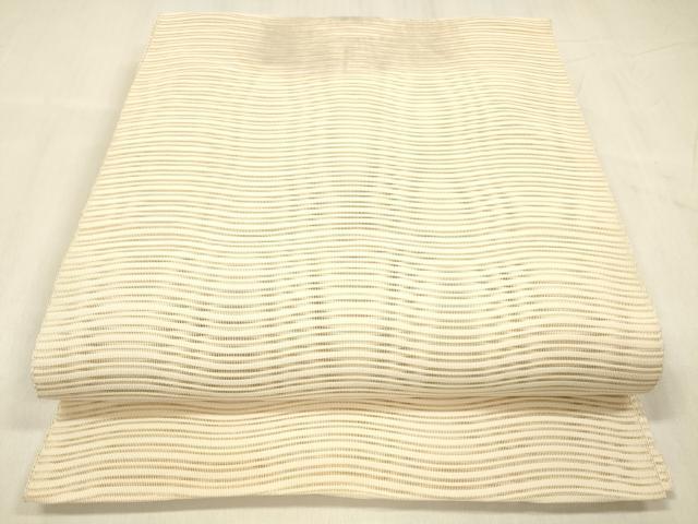長閑やかさ屋御召しもの＊夏物 絽綴れ 八寸名古屋帯 よろけ縞 色ざし 正絹 珠玉 DABE6159糎