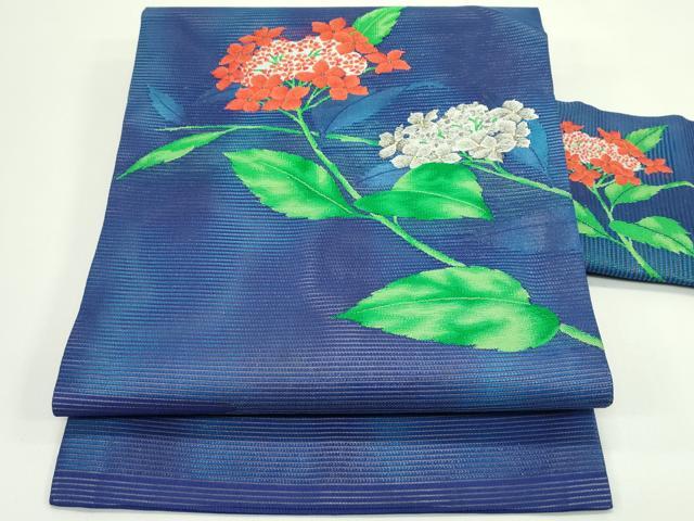 長閑やかさ屋御召しもの＊夏物 九寸名古屋帯 絽綴れ アジサイ 現ナマ糸 正絹 珠玉 CABG7493rv