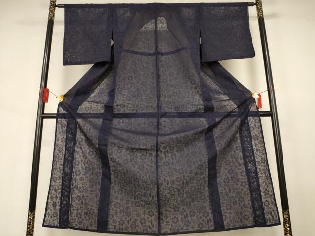 長閑やかさ屋お召しもの＊夏物 色無地 幾何学学花紋紗 黒紅色 正絹 珠玉 AABJ6363jd