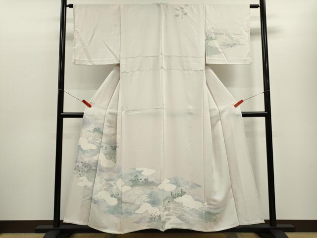 長閑やかさ屋御召しもの▽短い訪問着 単衣 刺しゅう 戦 暈し染め 正絹 珠玉 CABF3152ze