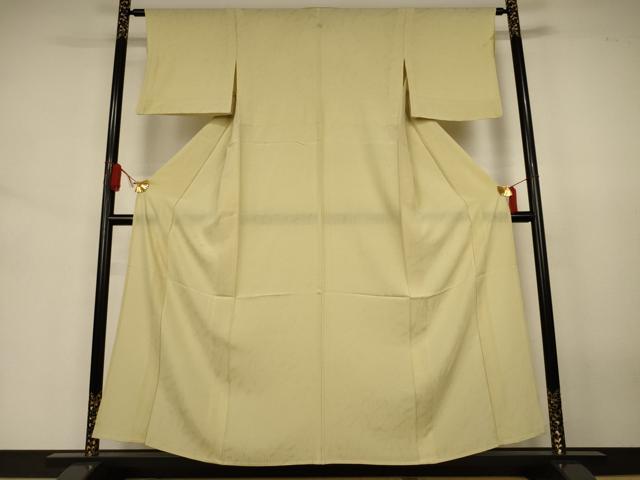 長閑やかさ屋お召しもの＊夏物 色無地 縦絽 舞葉紋紗 木蘭色 正絹 珠玉 AABJ6362jd