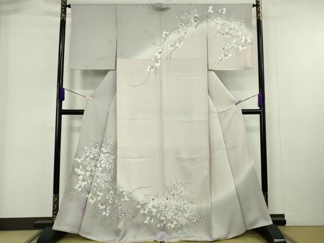 長閑やかさ屋中央局●より良い 短い訪問着 手書き 枝花文 新小石丸 薄サクラ色地 暈し染め 銀彩 反端付き添い人 珠玉 未当てはめる DZAB6176kh6