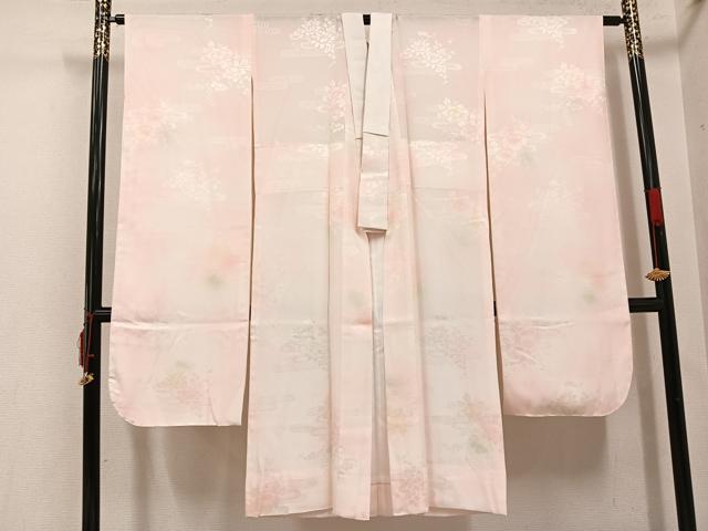 長閑やかさ屋御召しもの●振袖用長襦袢 無双仕立てもの 顕花植物地紋 暈し染め 正絹 珠玉 未当て嵌める AABI7423ph