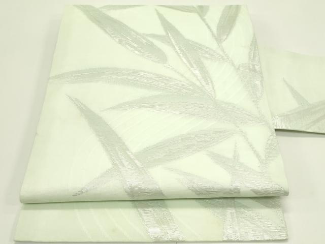 長閑やかさ屋お召しもの＊夏物 九寸名古屋帯 水筋植物文 銀糸 正絹 珠玉 CABG7497rv