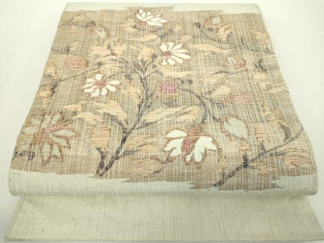 平和屋着物●太鼓柄袋帯 草花文 金糸 正絹 逸品 DABA1757ps|平和屋