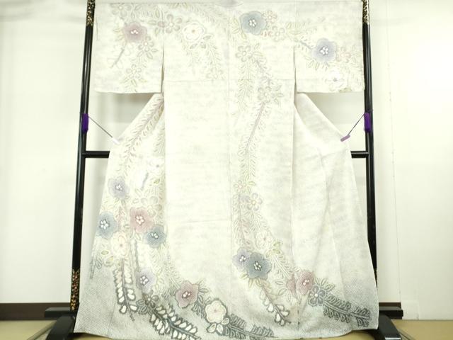 長閑やかさ屋中央局●御前上等 高家 藤娘きぬたや・総絞り 短い訪問着 枝垂れ花 暈し染め 珠玉 未当て嵌める DZAB6179kh6