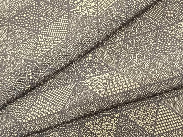 平和屋着物▽江戸小紋 単衣 横段文 正絹 逸品 AAAZ9019fy