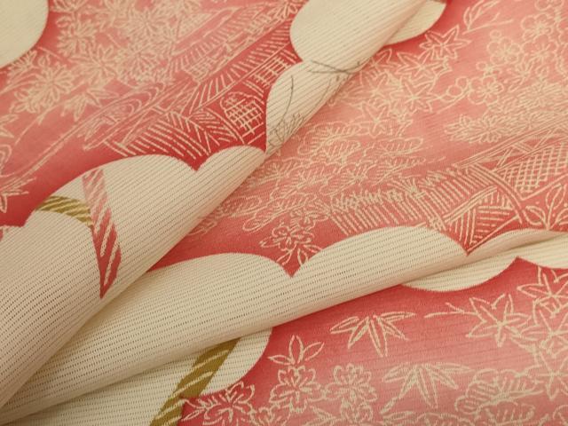長閑やかさ屋お召しもの＊夏物 小紋 絽 見晴らし花文 正絹 珠玉 AABJ6364jd