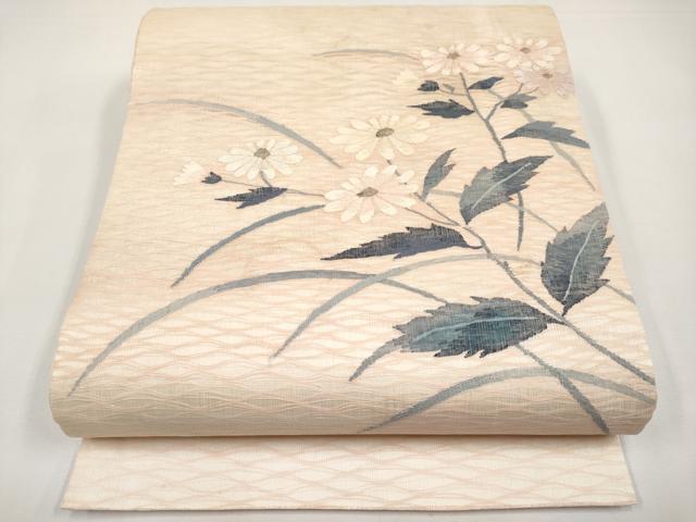 平和屋着物＊夏物　太鼓柄袋帯　すくい織　枝菊文　正絹　逸品　CABK1708tx｜平和屋