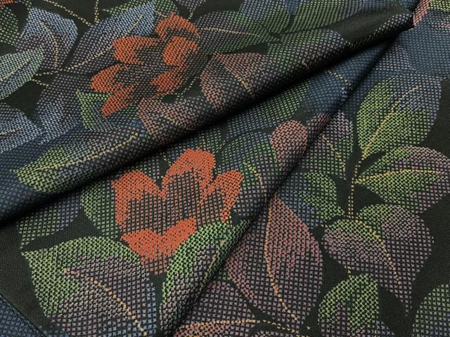 平和屋着物●本場染大島紬 草花文 正絹 逸品 BAAW5119hj|平和屋