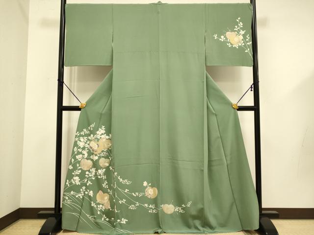 平和屋着物●訪問着 草花文 鷺 金彩 正絹 逸品 DABD6101du|平和屋