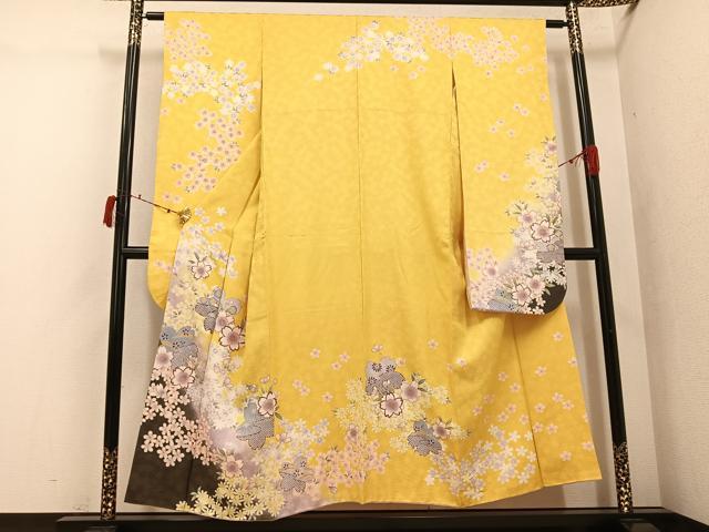 長閑やかさ屋御召しもの●晴れ晴れしい振袖 駒刺しゅう 舞花文 暈し染め 金彩 正絹 珠玉 AABI7420ph