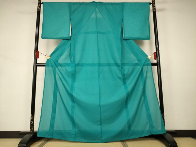 平和屋着物＊夏物 色無地 絽 青緑色 洗える着物 AAAZ8571jd｜平和屋