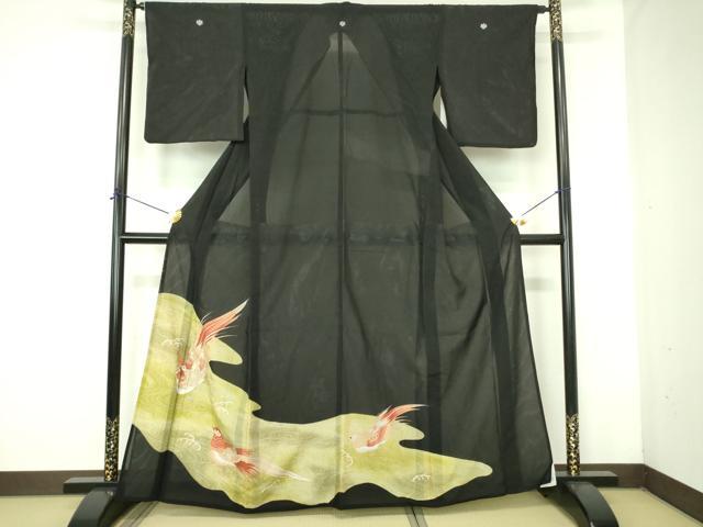 平和屋着物＊夏物 黒留袖 絽 尾長鳥 金彩 洗える着物 DABE1415op｜平和屋 21,450円