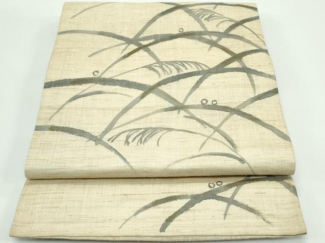 長閑やかさ屋御召しもの＊夏物 膜鳴楽器柄 京袋帯 露芝文 麻 珠玉 CABF4697rv