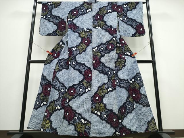 平和屋着物∴夏物 浴衣 有松鳴海絞り 笹菊文 綿 逸品 CABB6643ng|平和屋