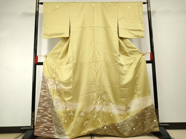 長閑やかさ屋御召しもの●晴れ晴れしい色留袖 駒刺しゅう 枝松文 暈し染め 金彩 正絹 珠玉 AABF2070cs