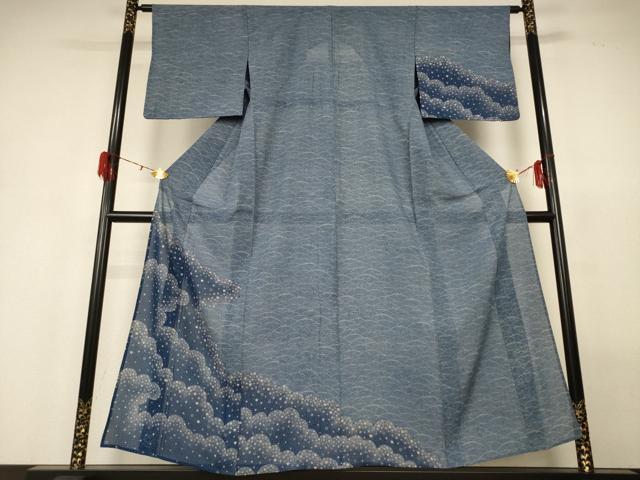 長閑やかさ屋御召しもの＊夏物 短い訪問着 絽 雲取り舞花文 正絹 珠玉 AABH2545jd