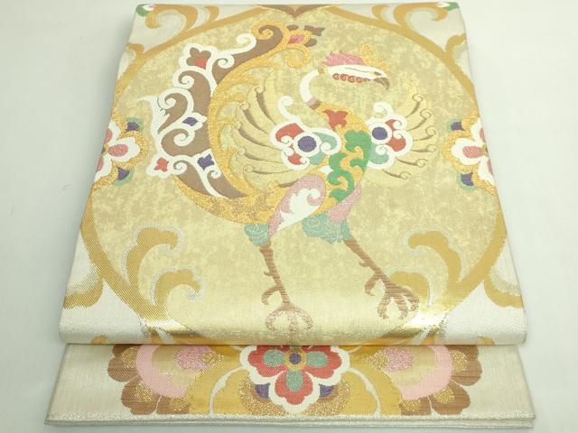 長閑やかさ屋中央局●御前上等 洛風林 芸術帯地 六通柄袋帯 鳳凰花菱文 金糸 珠玉 DZAB4574kh6