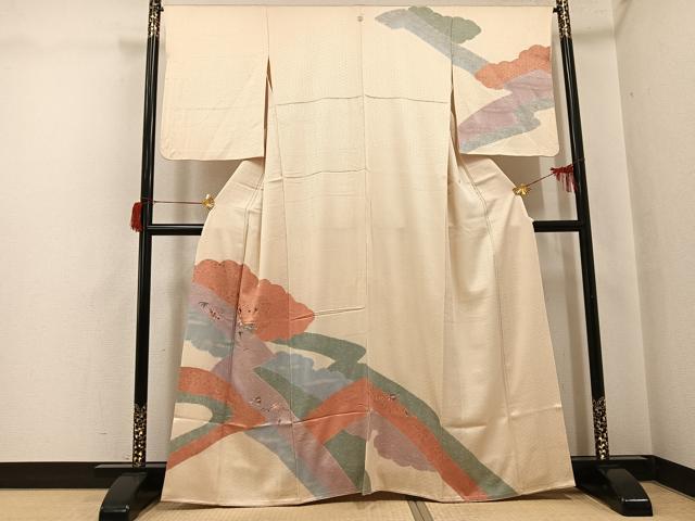 平和屋着物●訪問着　刺繍　草花文　金彩　正絹　逸品　AABH8373ph｜平和屋