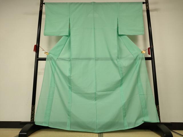 長閑やかさ屋御召しもの＊夏物 色無地 絽 翠色色 洗える御召しもの AABE4779jd