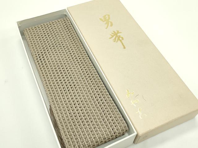 長閑やかさ屋御召しもの＊夏物 成人男性 角帯 羅 空五倍子色 箱付き添い人 正絹 珠玉 CABG7506rv