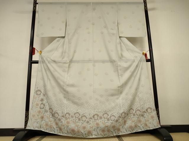 長閑やかさ屋お召しもの＊夏物 短い訪問着 絽 顕花植物文 洗えるお召しもの AABJ6368jd