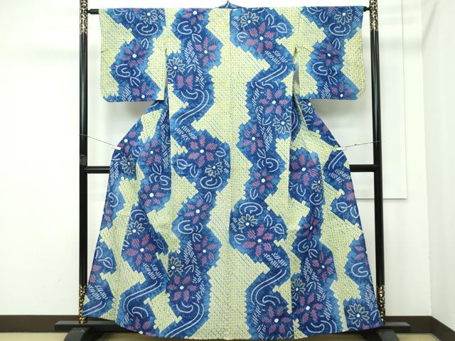 平和屋着物&there4;極上 夏物 浴衣 有松鳴海絞り 流水花文 綿 逸品 CZAA4056s5｜平和屋