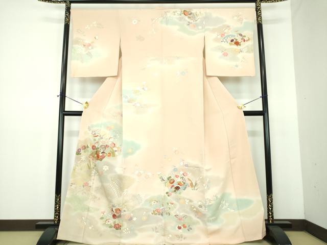 長閑やかさ屋御召しもの●打ち立てる460年・千總 短い訪問着 駒刺しゅう 西洋紙花文 暈し染め 金彩 東急バス発着場取りまわし 正絹 珠玉 DABE5824ps